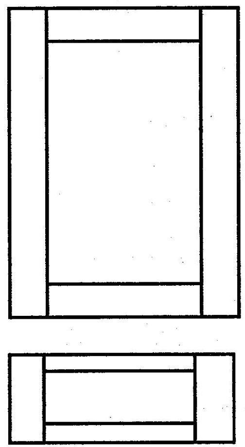 Cottage Mission style door with corresponding drawer front<br />Drawer front left and right railse are 2-1/2" to match door.<br />Top and bottom rails are 1-1/2" (reduced rail look).