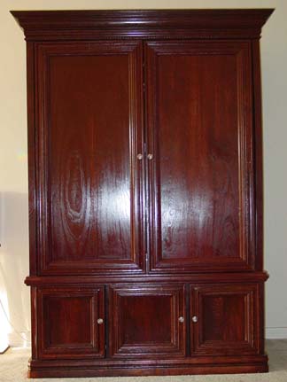 An elegant entertainment center cabinet.