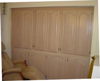 Larger view of that wall cabinet.<br />Almost looks like it was built over<br />a closet opening.