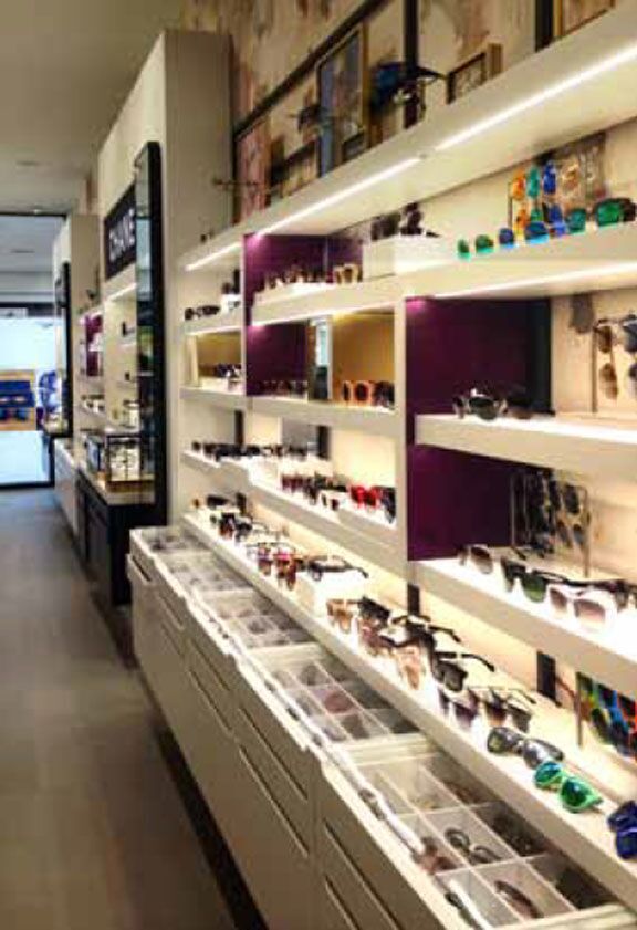 Hera ELite-LED shown on store display shelves. The ELite-LED is economical, has a very long life, and can connect end to end or be spaced ap