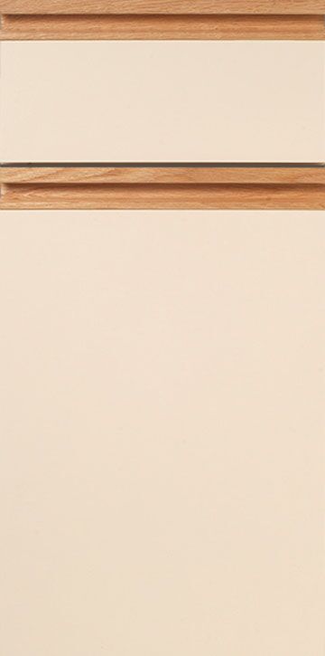 Melamine kitchen cabinet door with Big-C-pull wood finger pulls